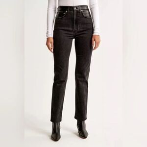 ABERCROMBIE AND FITCH Mixed Fabric Curve Love Ultra High Rise Ankle Jeans